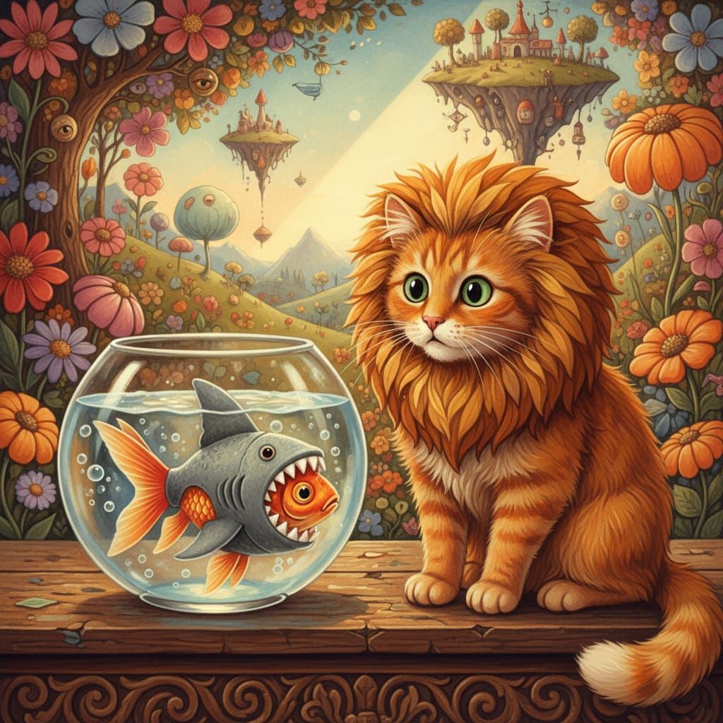 A shark and a lion!  Oh my!  by @Robin