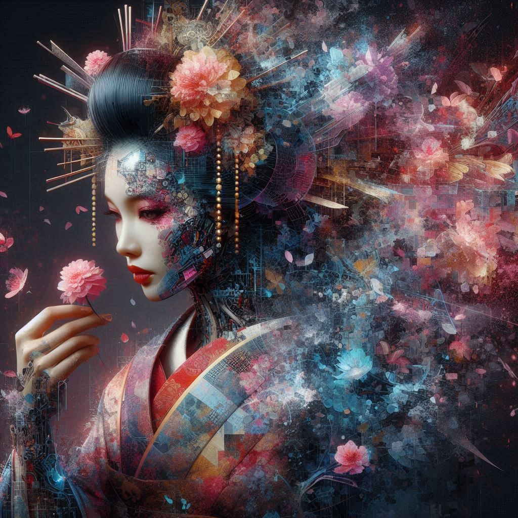 double exposure beautiful fantasy DALL-E 3 portrait landscap...