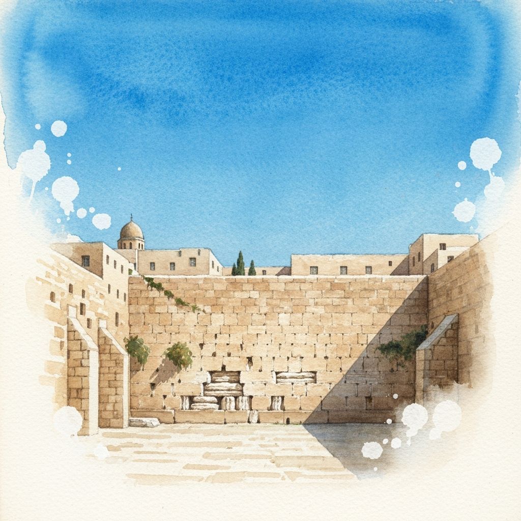 Western Wall in 19th Century Watercolor Style