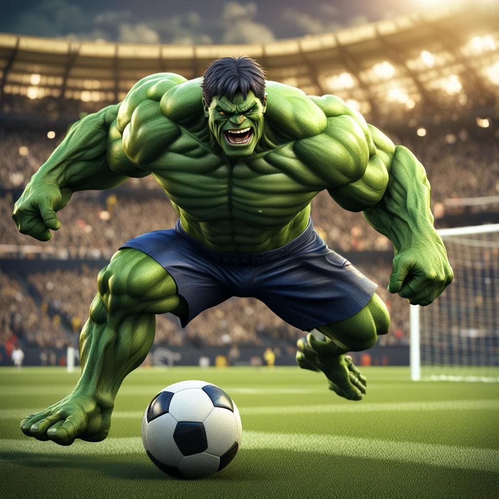 Hulk playing soccer (series) - AI Generated Artwork - NightCafe Creator