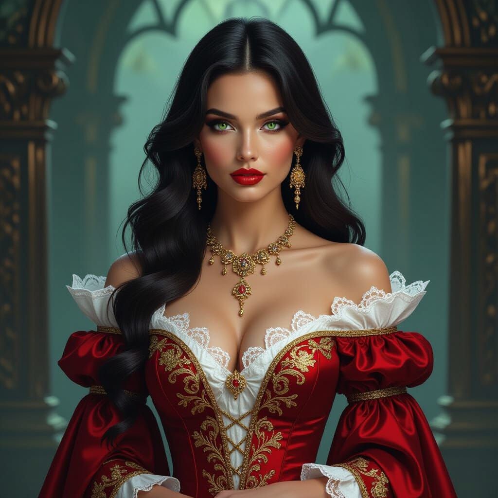 Gothic Portrait of Brunette in Avant-Garde Gown