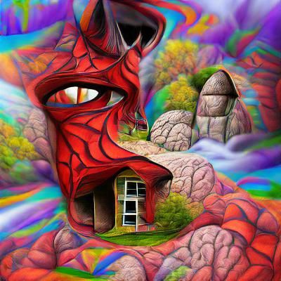 devil's house hyperrealism surrealism digital illustration p...