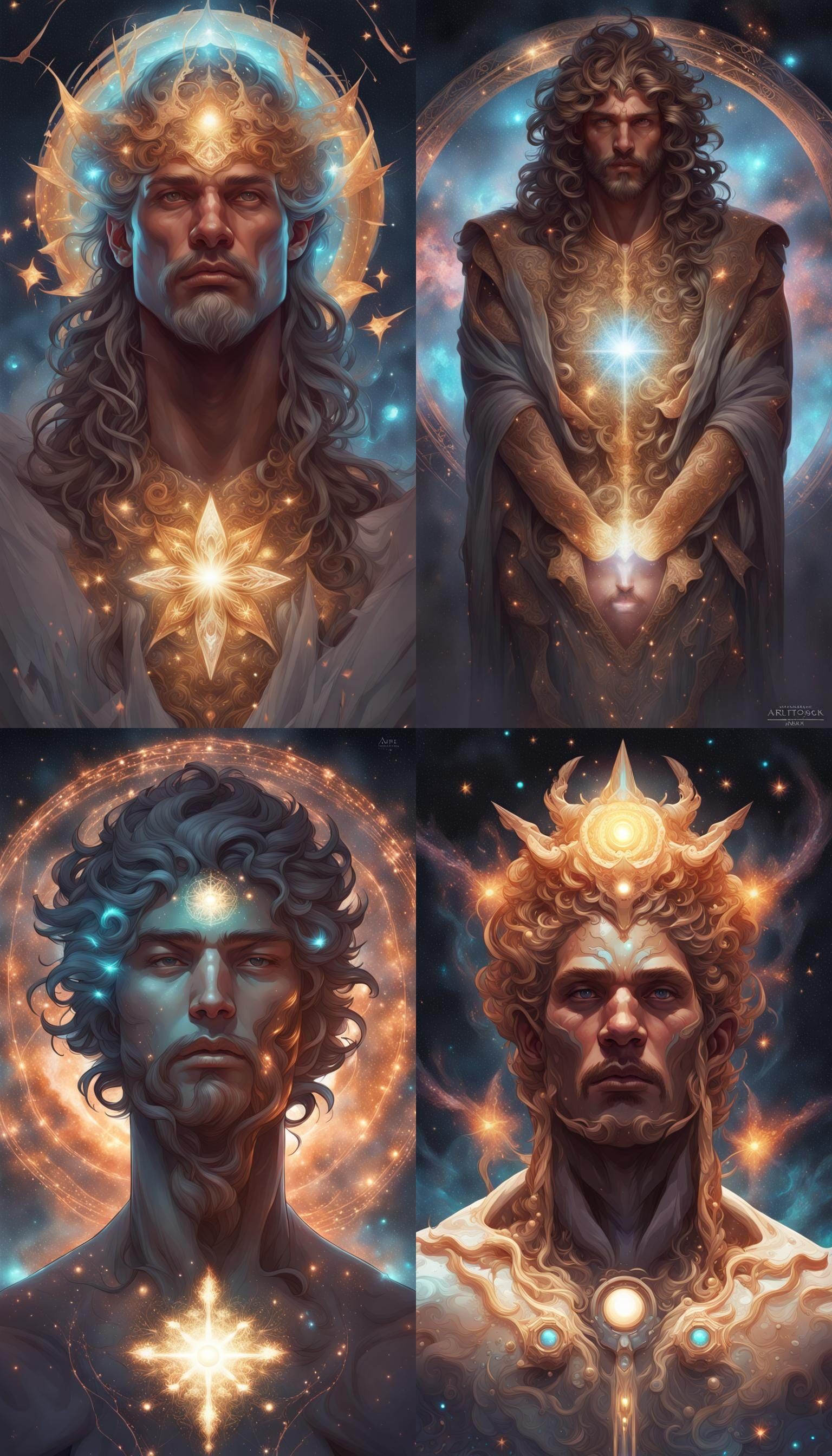 portrait of a cosmic god, body made out of stars and galaxie...