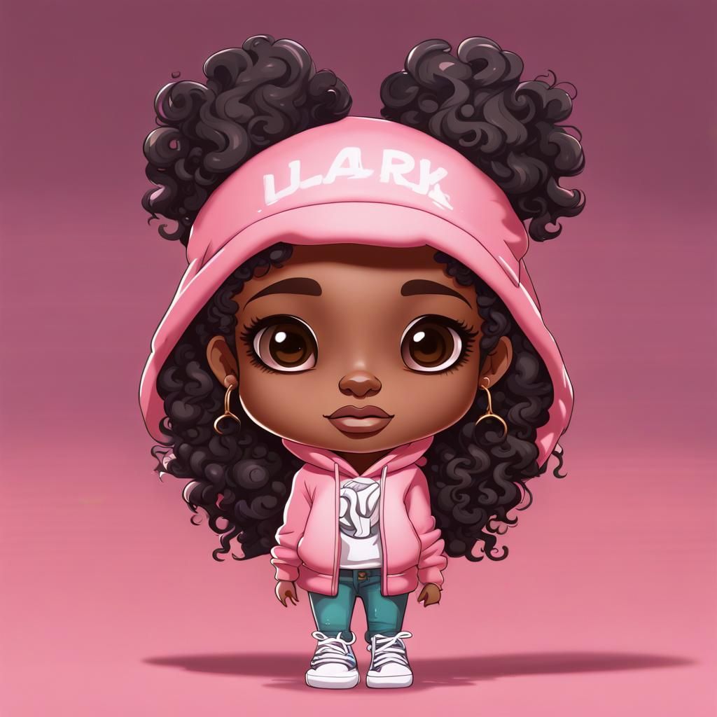 black woman with a light skin tone, vol body, chibi style, a bunch of ...