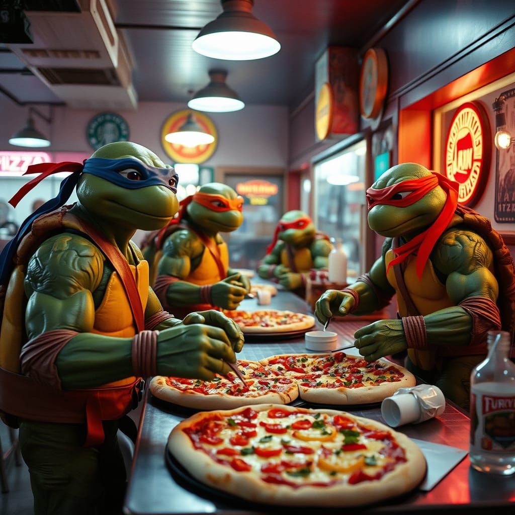  teenage mutant pizza party 
  by @ronnytober