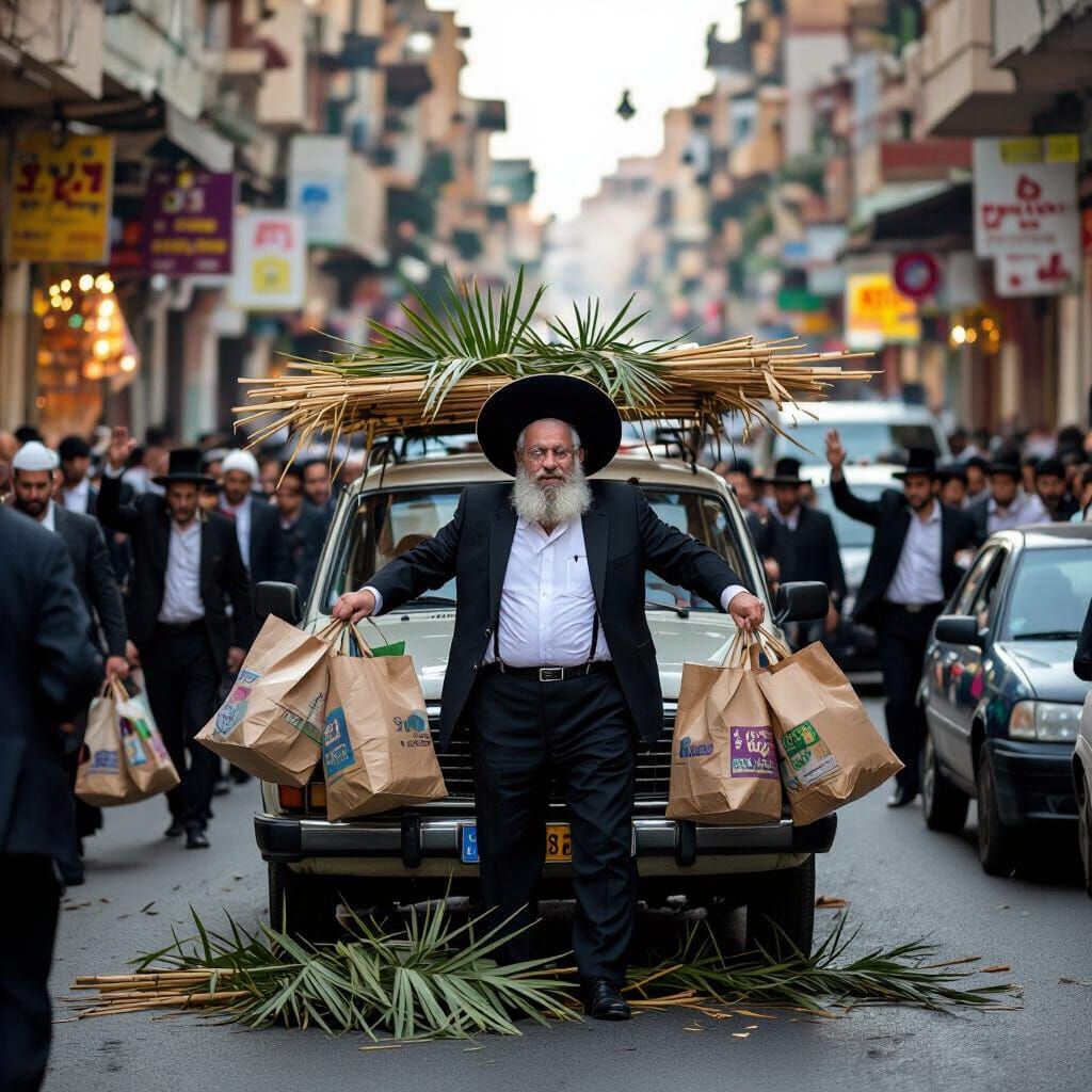 Sukkot Sukkah Construction Mishap on Busy Street