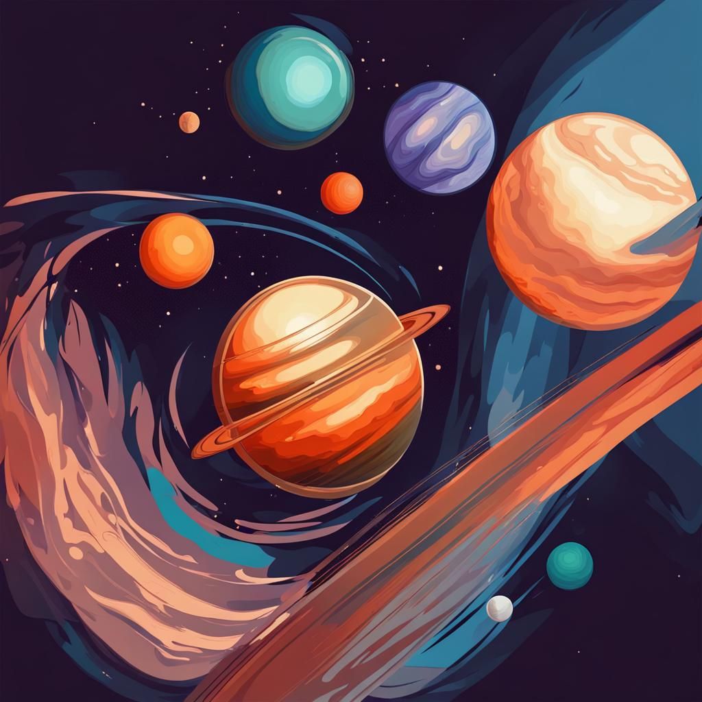 several planets in space. artwork style - AI Generated Artwork ...