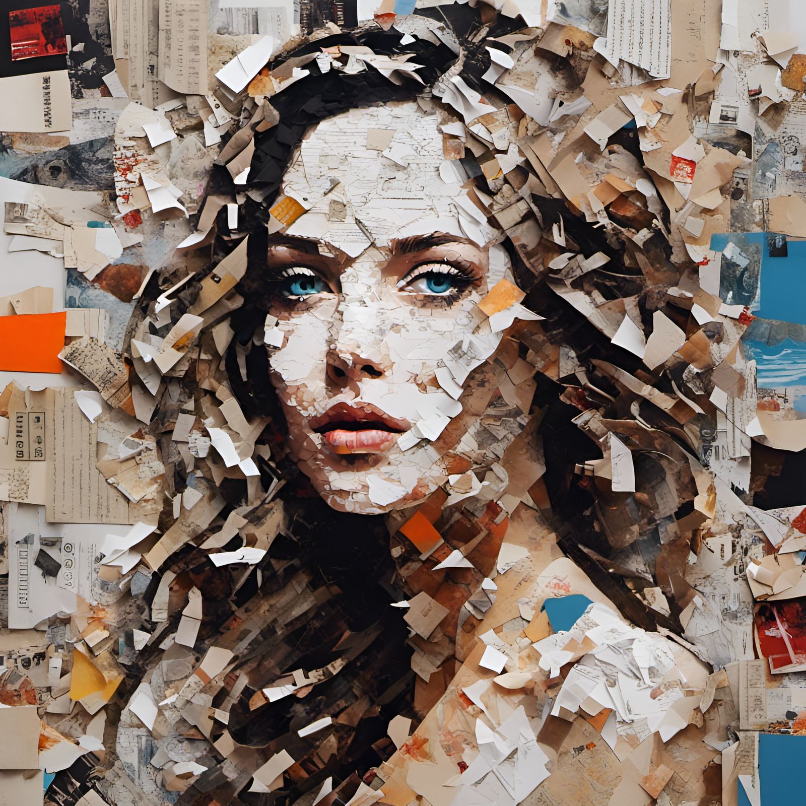 Paper Collage Art Portrait (2) - AI Generated Artwork - NightCafe Creator