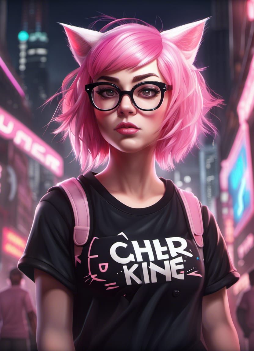 Pink Haired Gamer Girl - AI Generated Artwork - NightCafe Creator