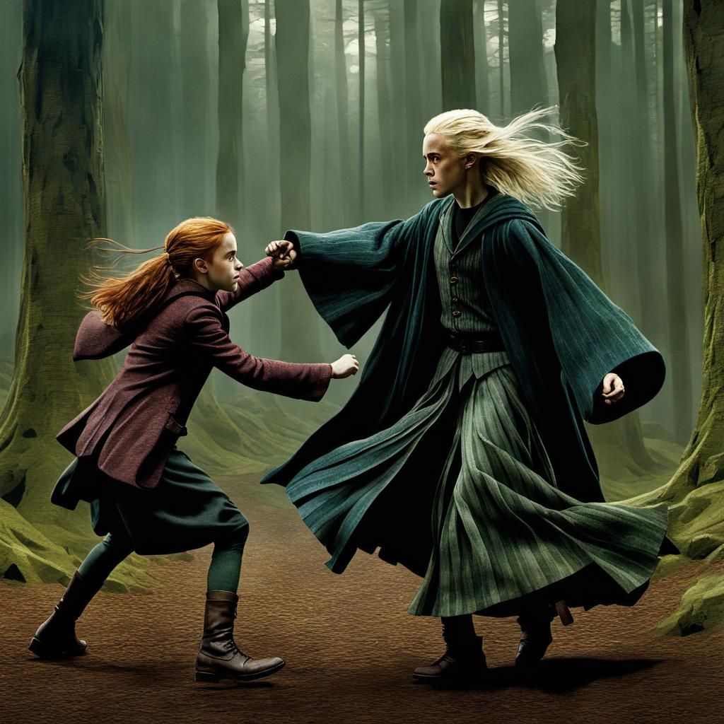 Harry potter movie,Hermione punches Draco Malfoy - AI Generated Artwork -  NightCafe Creator