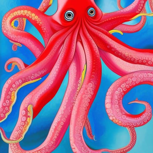 An original painting of a octopus with glasses, abstract acr...