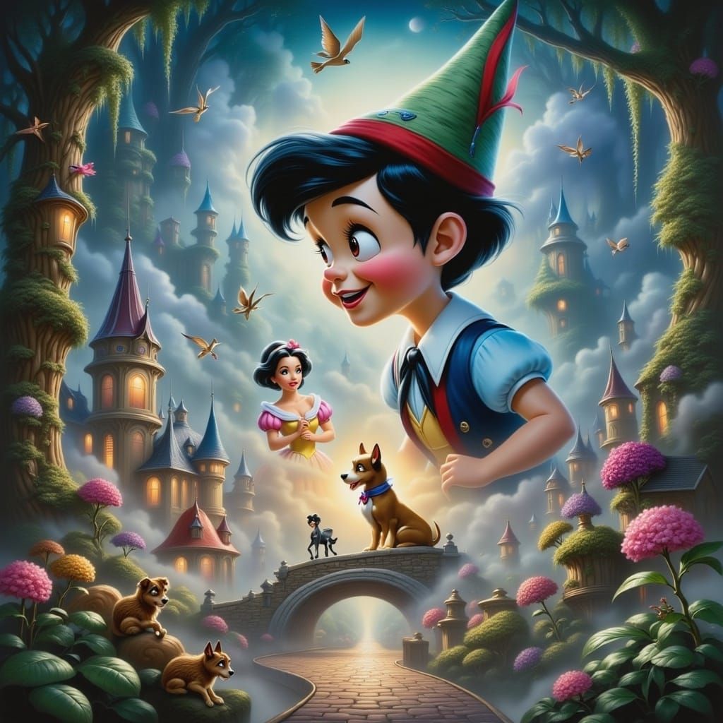 <lora:Disney Art Flux:1.0> disney movie pinocchio 
