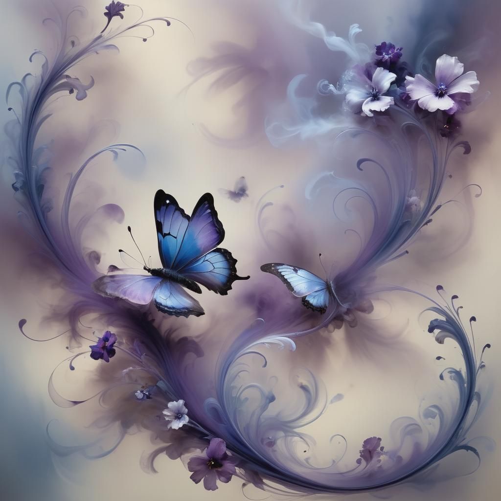 a butterfly and flowers meticulously sculpted from wisps of ...