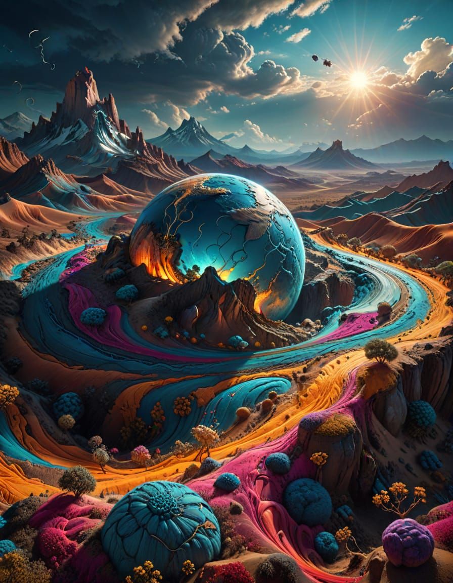 The earth  knitted and weaved 
 hyperdetailed, hyperrealism, cinematic, epic in scope and scale, stunningly ...  by @Silken