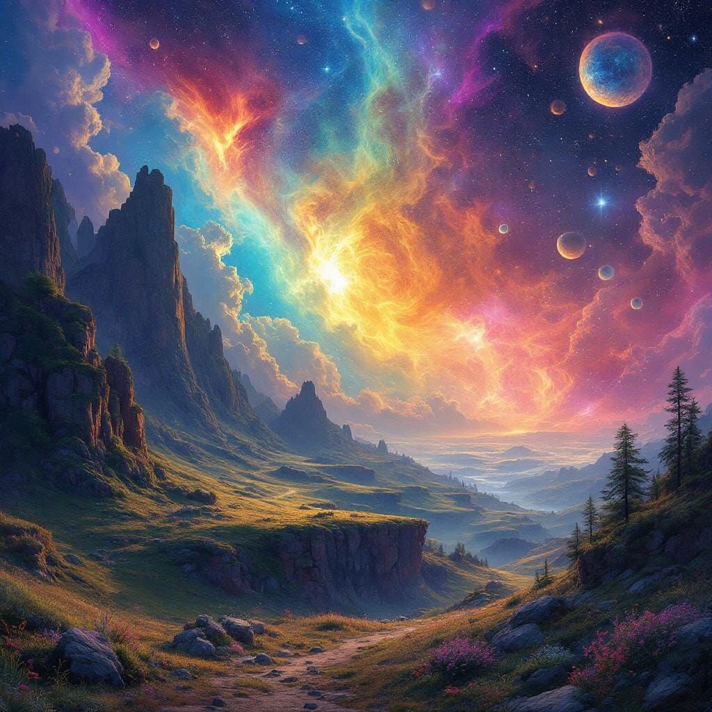 Enchanting Cosmic Landscape in Digital Art Style