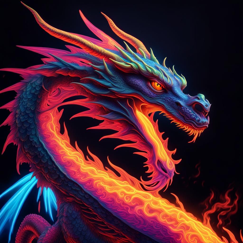 Blacklight Dragon - AI Generated Artwork - NightCafe Creator