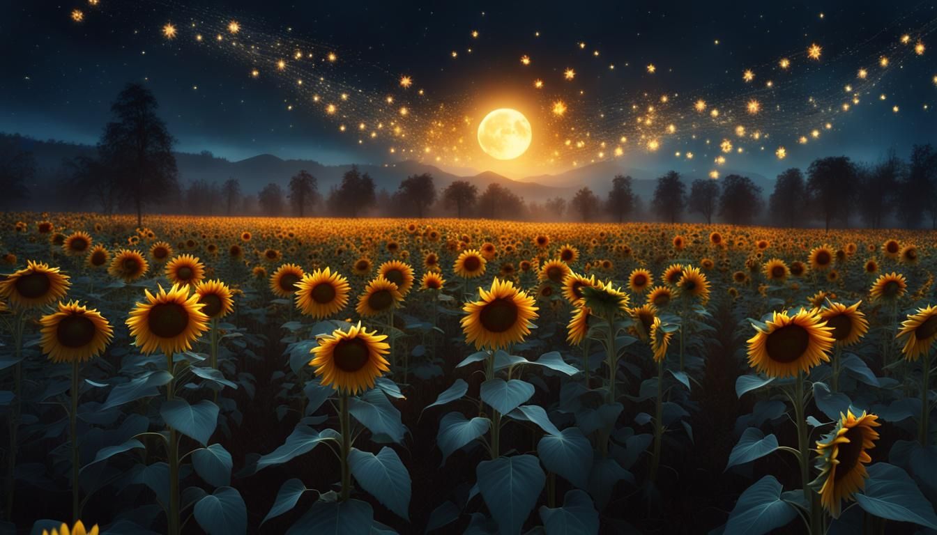 Sunflowers in Twilight