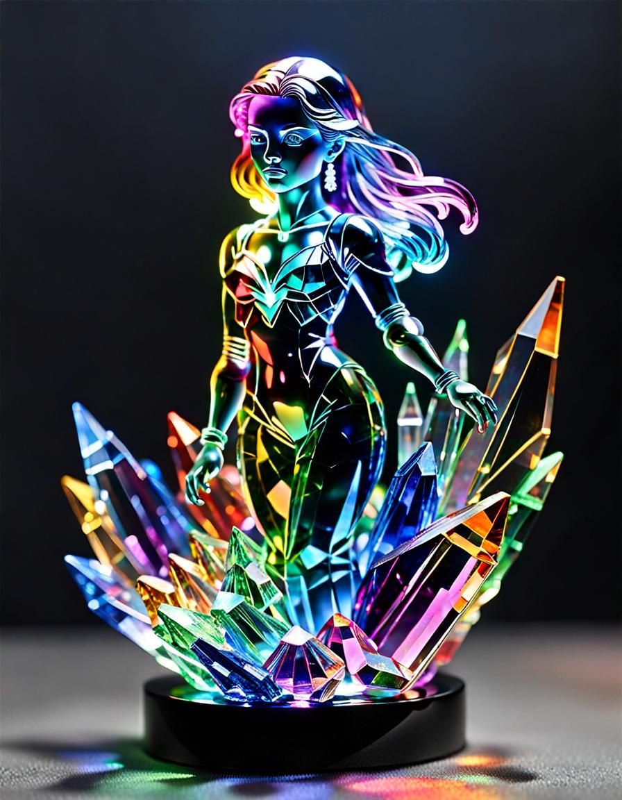 Crystal figurine multicolor illuminated realistic   by @Mandee