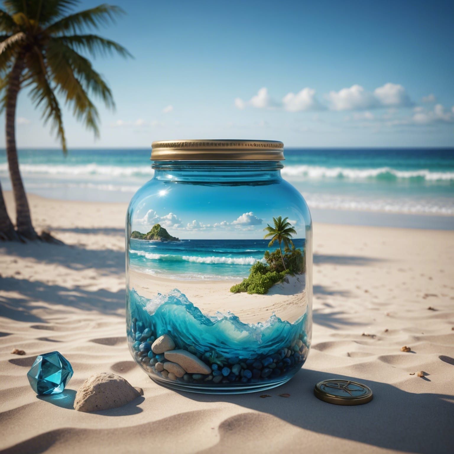 a glass jar sitting forgotten on a teenager's desk, inside i...