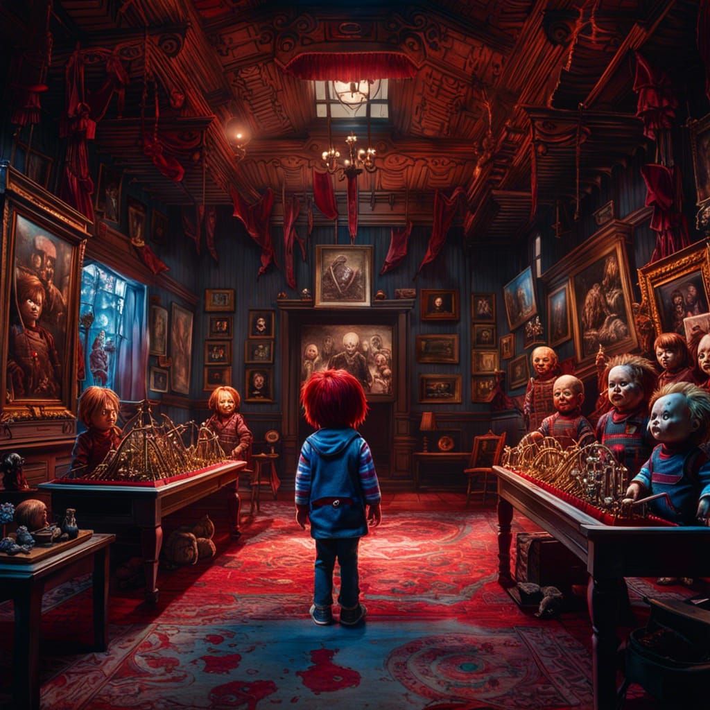 Chucky visiting a museum dedicated to him  by @Night0wl