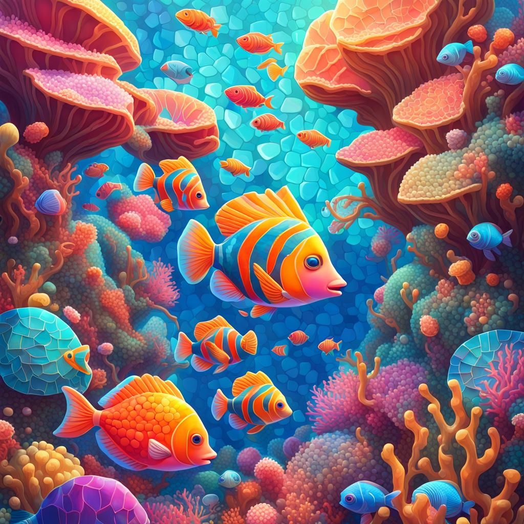 Vibrant underwater mosaic