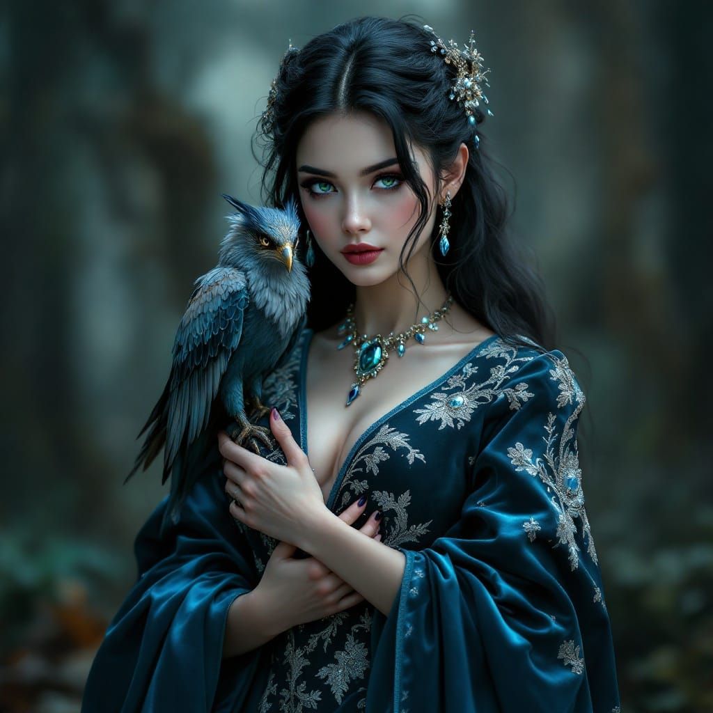 Woman with Harpy in Fantasy Concept Art Style