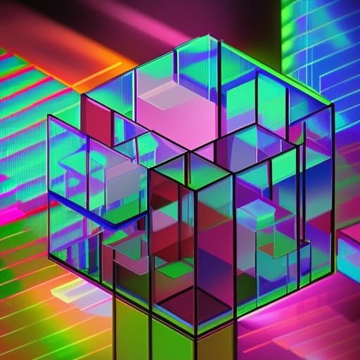 Irridescent transparent cube - AI Generated Artwork - NightCafe Creator