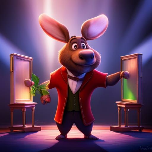 Cute, Moose,  on stage, Magician