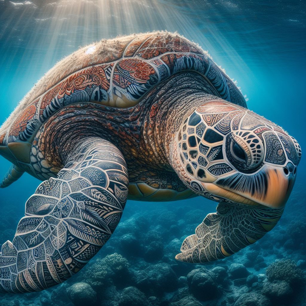 Tattooed sea Turtle