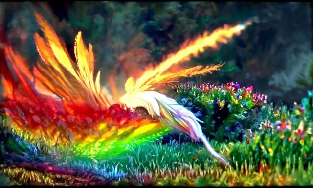 ho - oh photorealistic flying over a rainbow