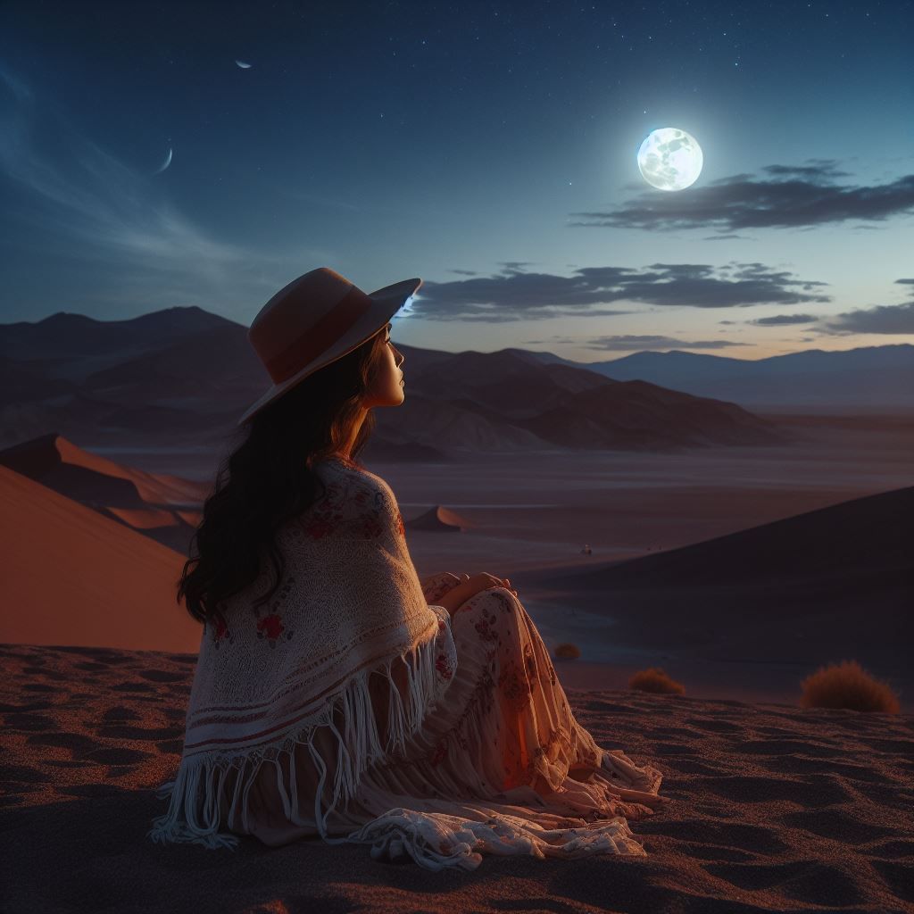 Full moon in the desert.