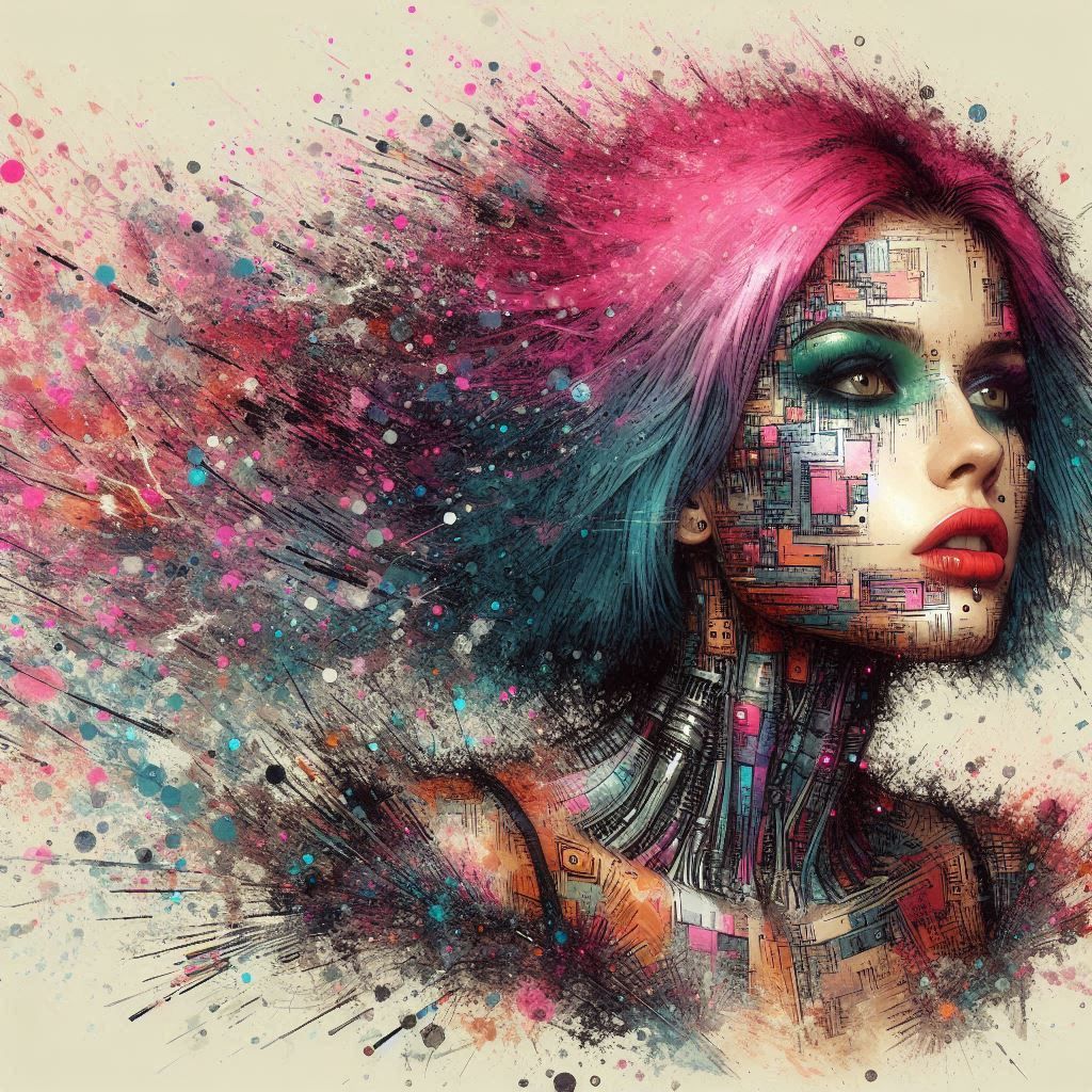 double exposure beautiful fantasy DALL-E 3 portrait landscape..