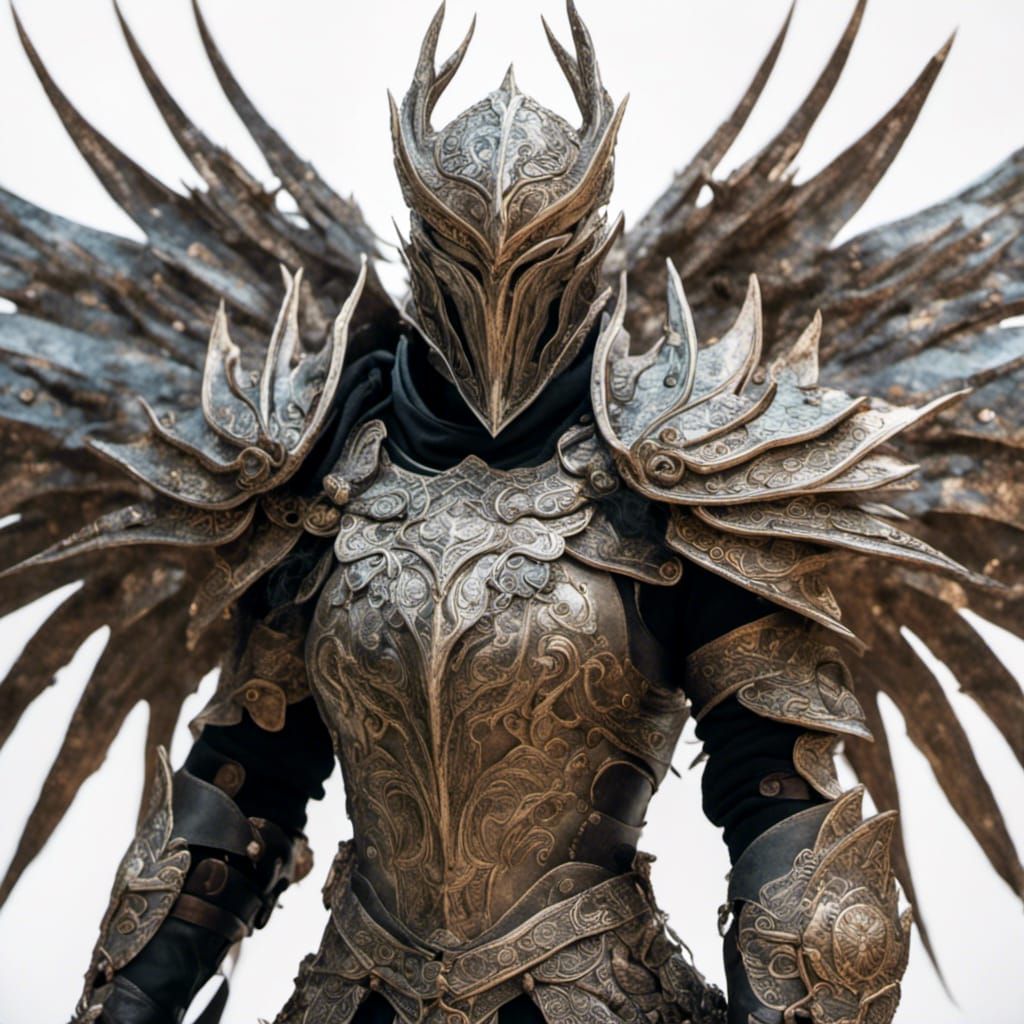 female armor spikey intricate archangelic archaic ancient ri...