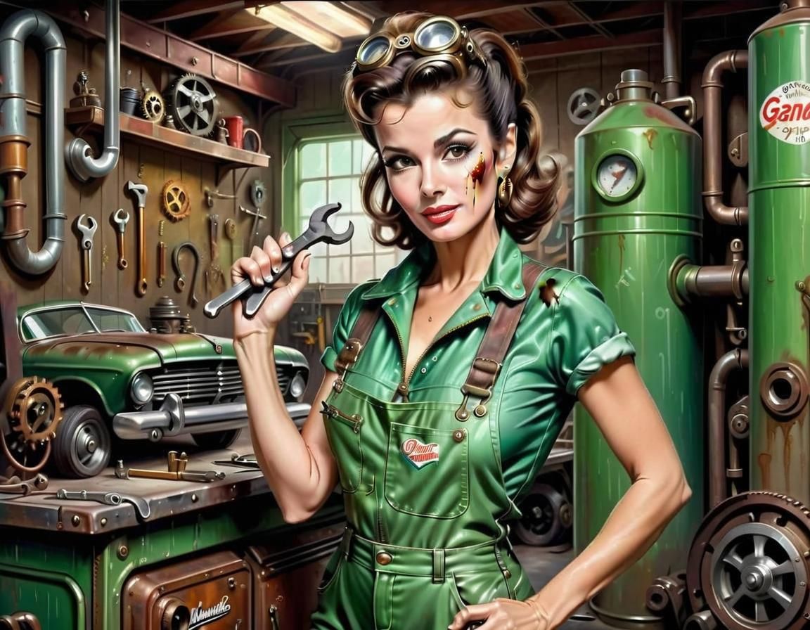 If you need your steam-powered machinery fixed up, she's the most popular mechanic on this side of town.  by @Lorendiac H