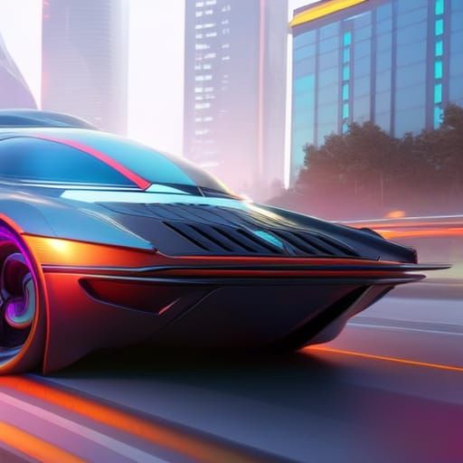 Futuristic car in futuristic city