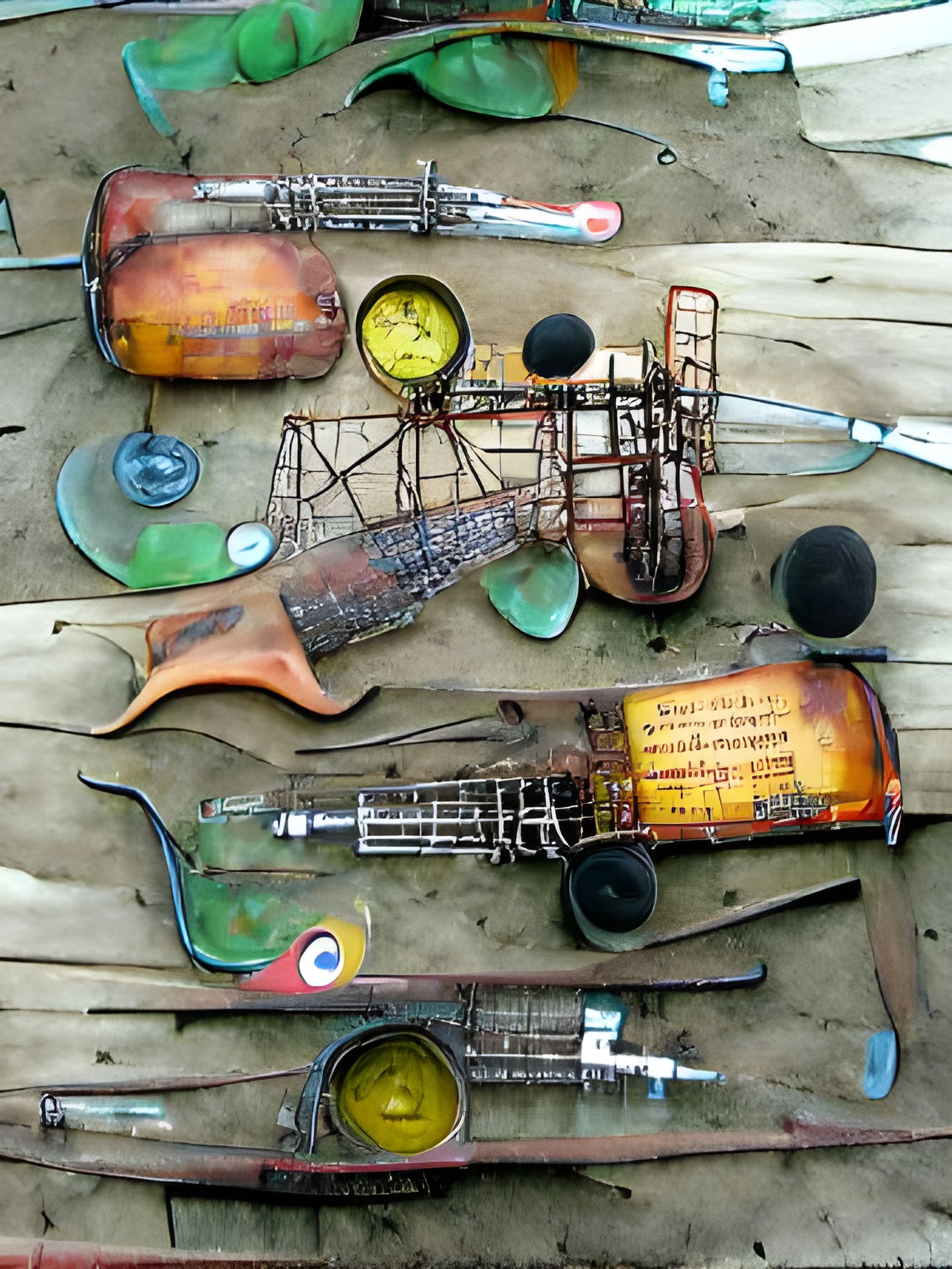 mixed media junkyard musical instruments AI Generated Artwork