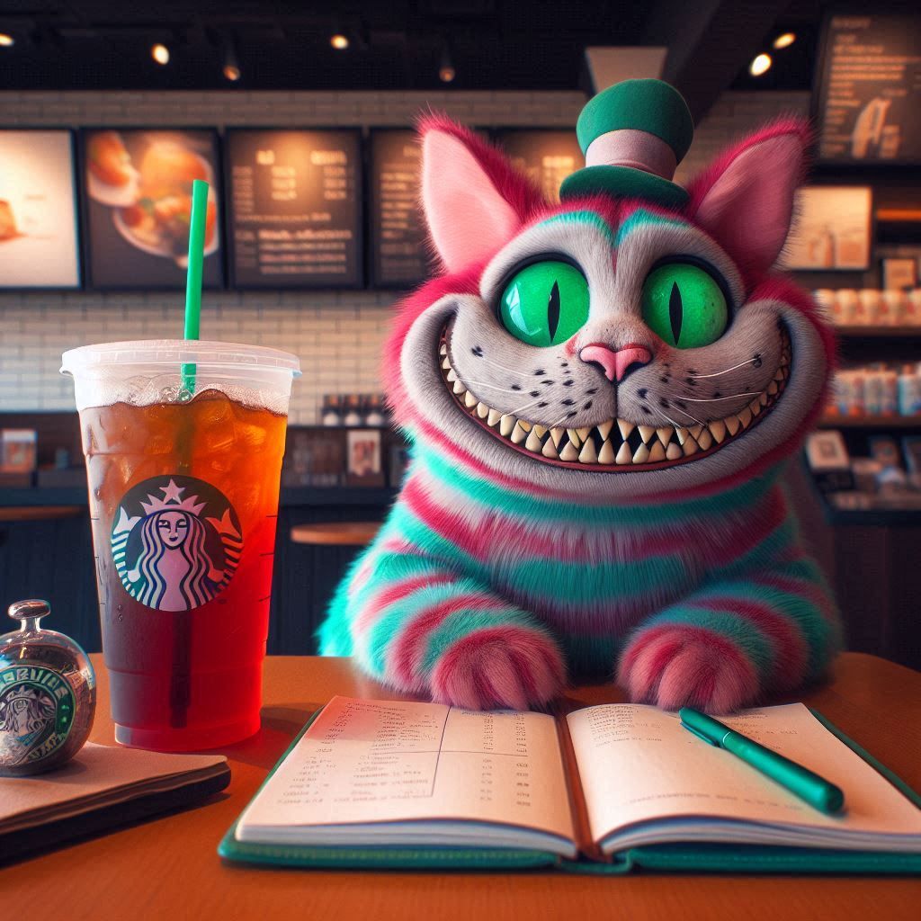 The Cheshire Cat with Starbucks