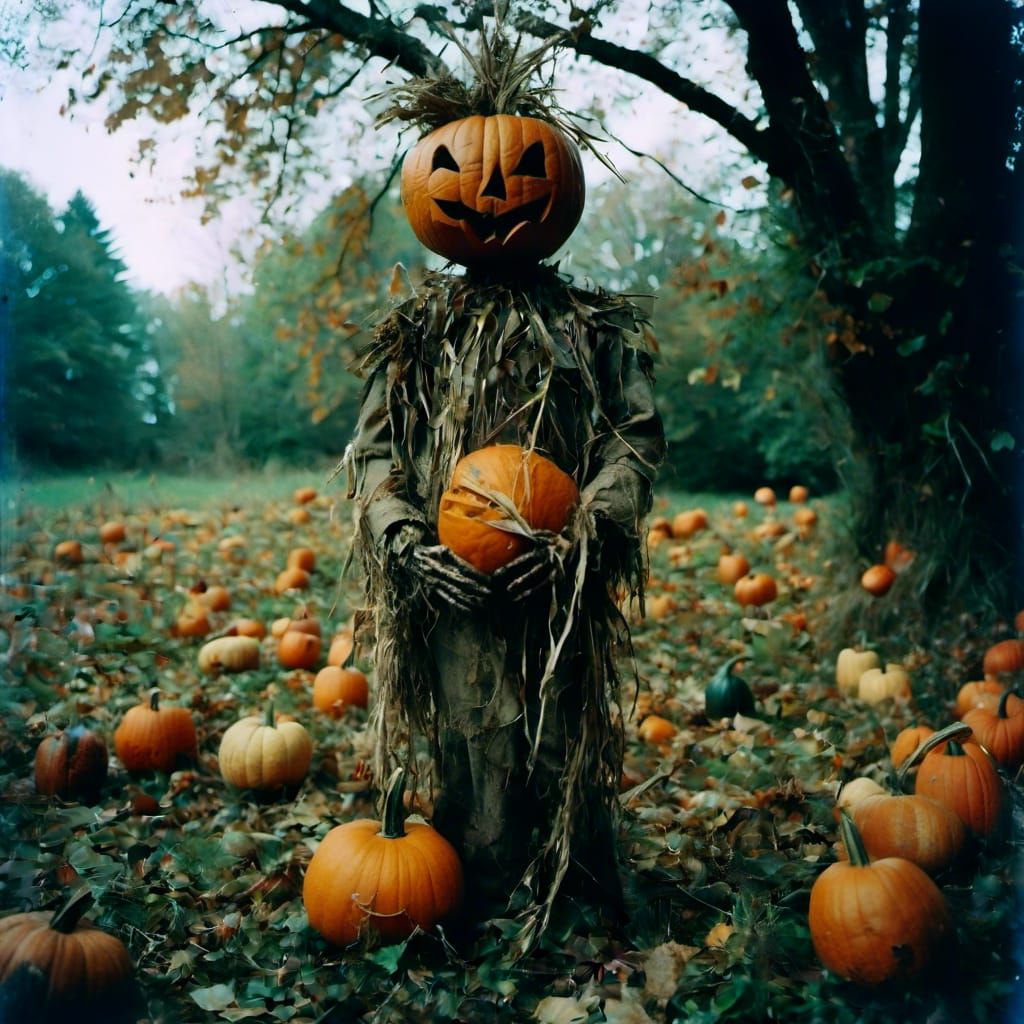 Pumpkin Scarecrow God deity Kodak Ektar - AI Generated Artwork ...