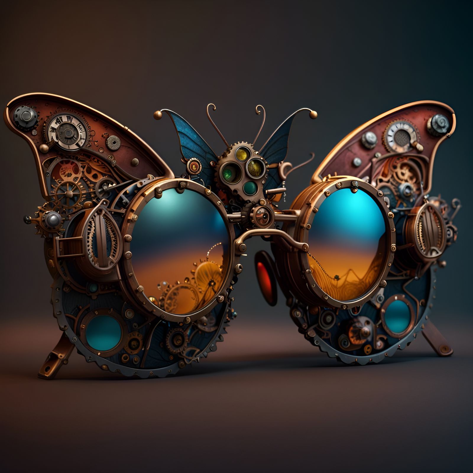 Steampunk butterfly sunglasses  by @Abominator