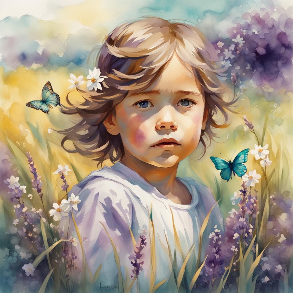 Child in a meadow
