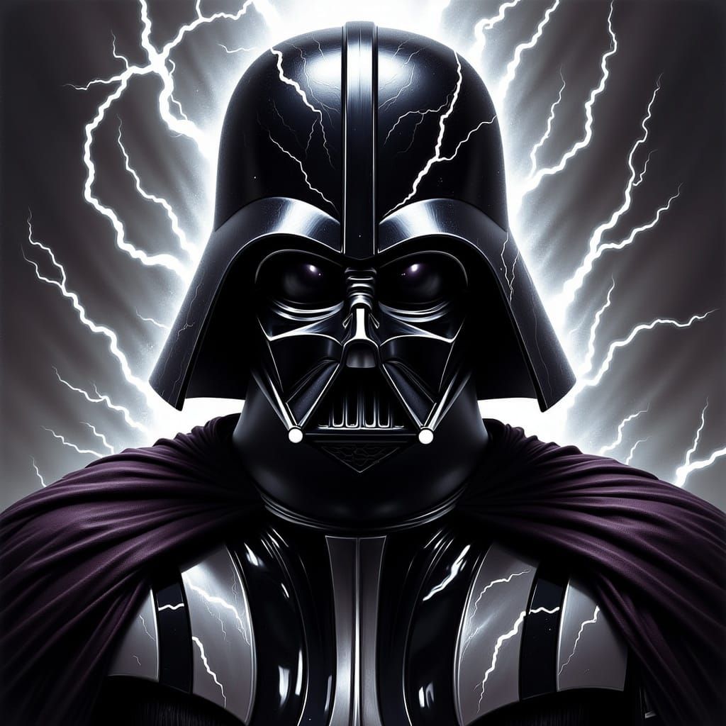  <lora:Raio Flux:1.0> An intimidating portrait of Darth Vader
