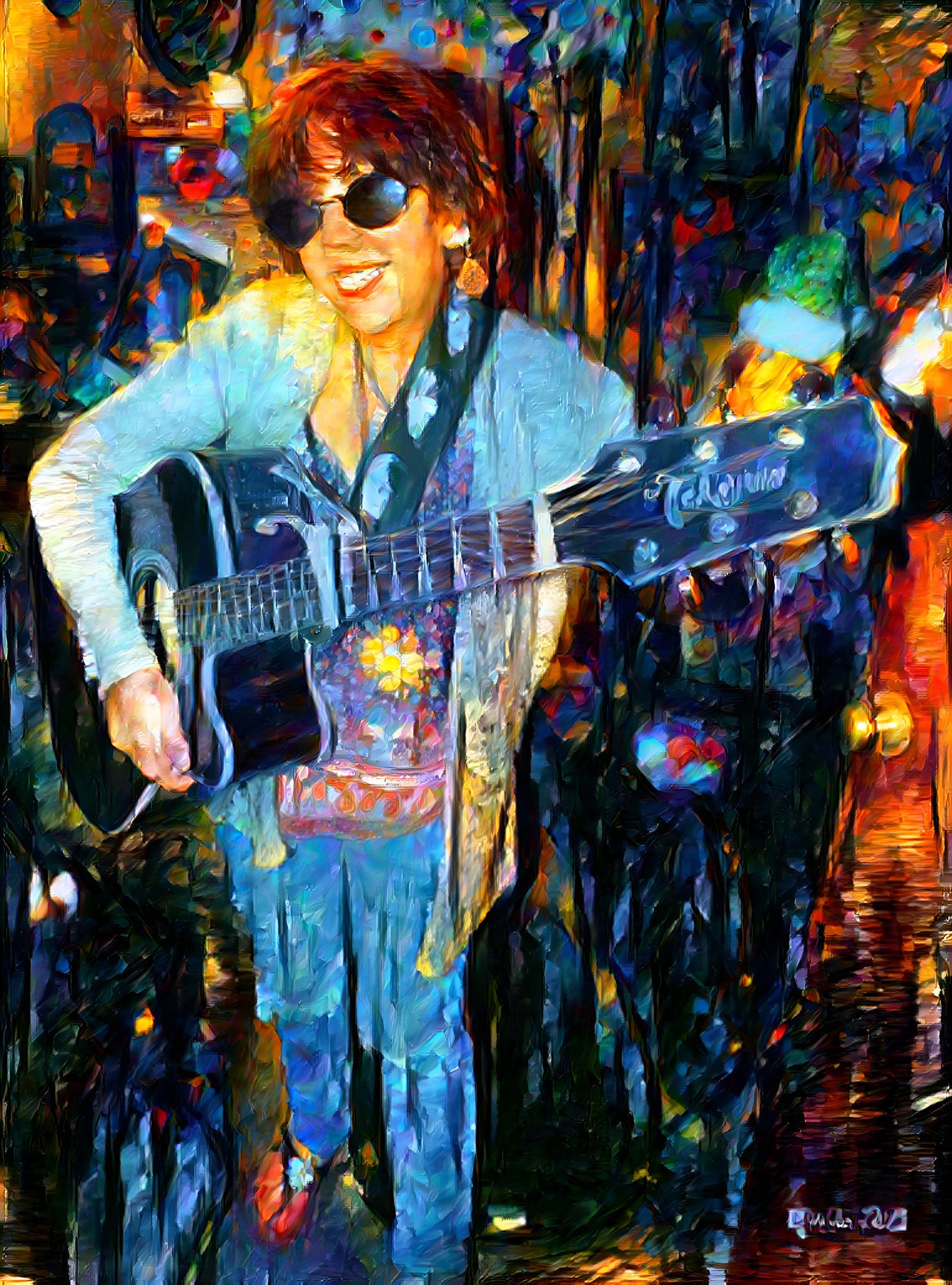 Lori With Her Takemine In Sunglasses