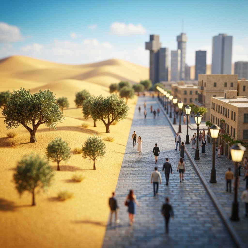 Miniature Israel Scene in 3D Digital Art Style