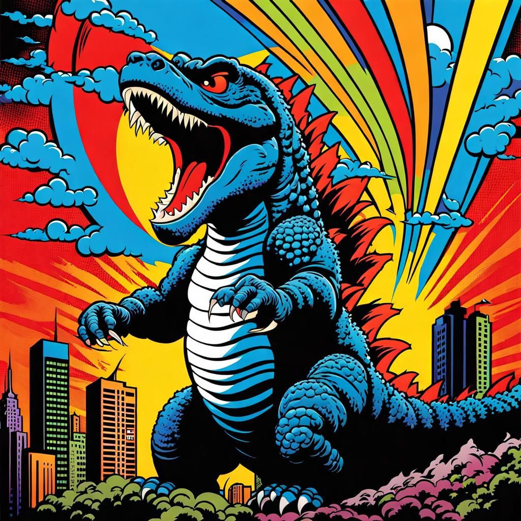 Godzilla Pop Art - AI Generated Artwork - NightCafe Creator