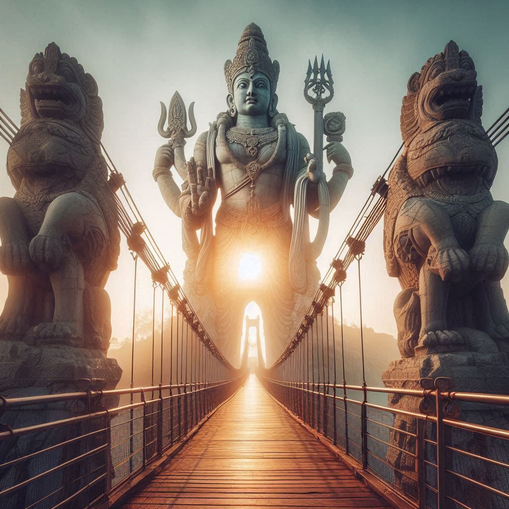 Suspension bridge under sea god