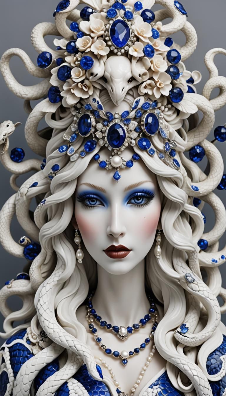 Snake Goddess Porcelain Figurine #7