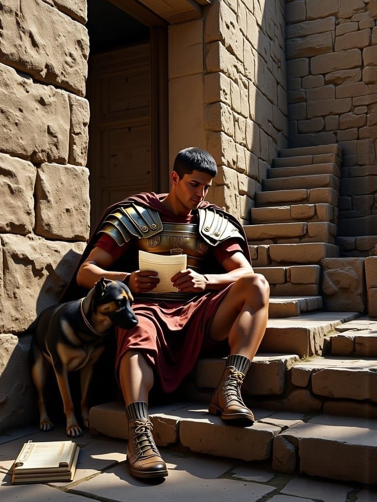 <lora:Roman legion:1.0> but with boots from FLUX, only 3 credits!