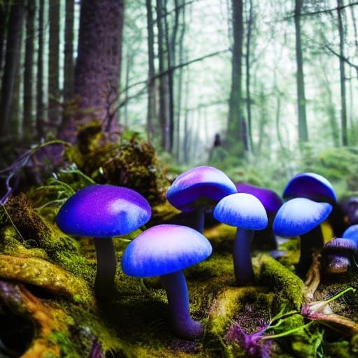  blue mushrooms  by @Larry_J_Rollason_ART