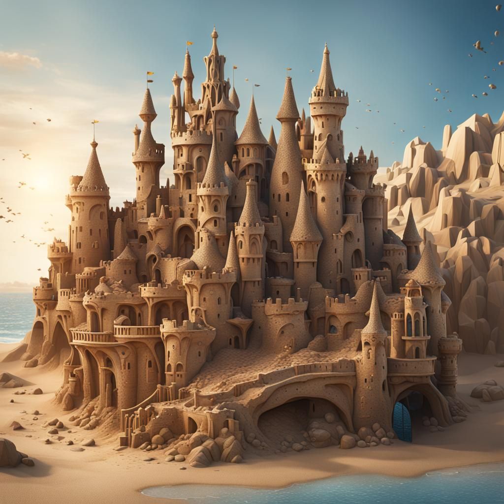 A sandcastle in the style of Antonio Gaudi