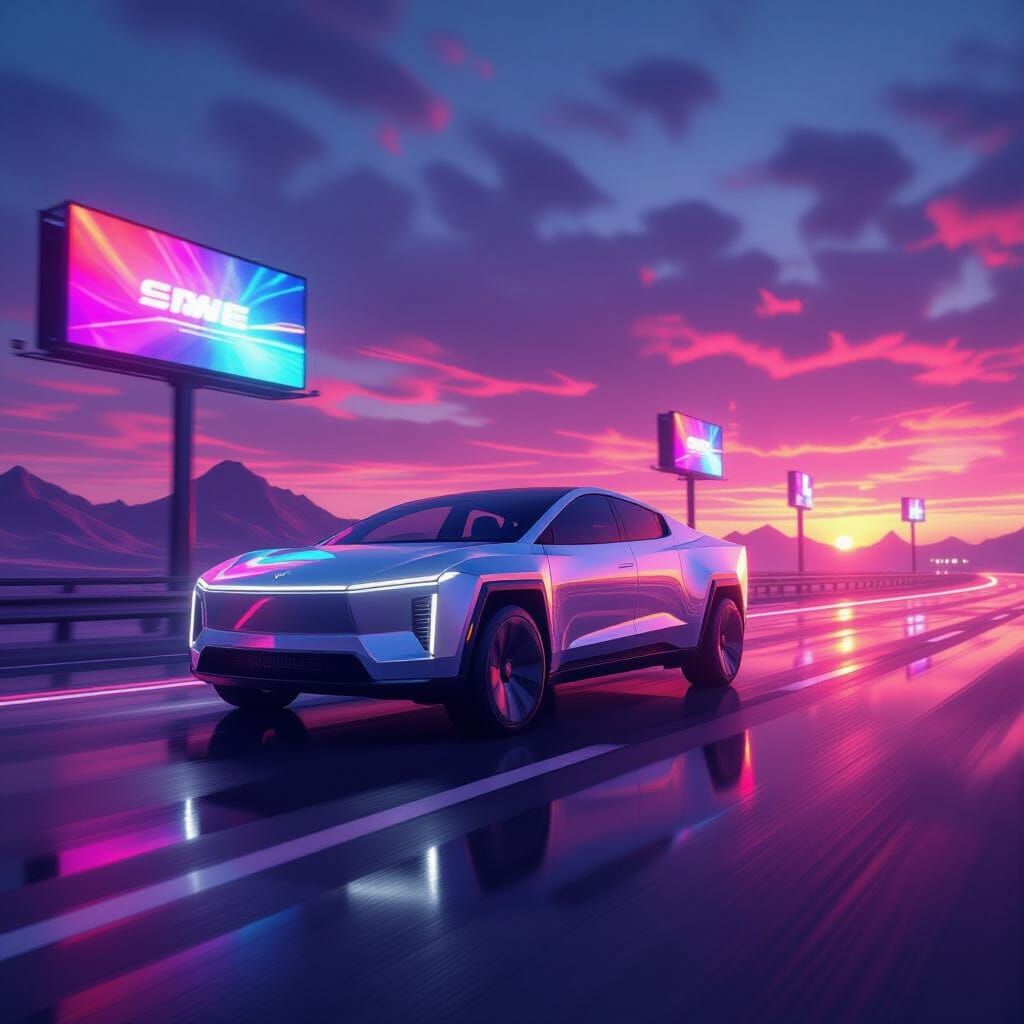 Tesla Cybertruck on an insanely realistic hyper-highway